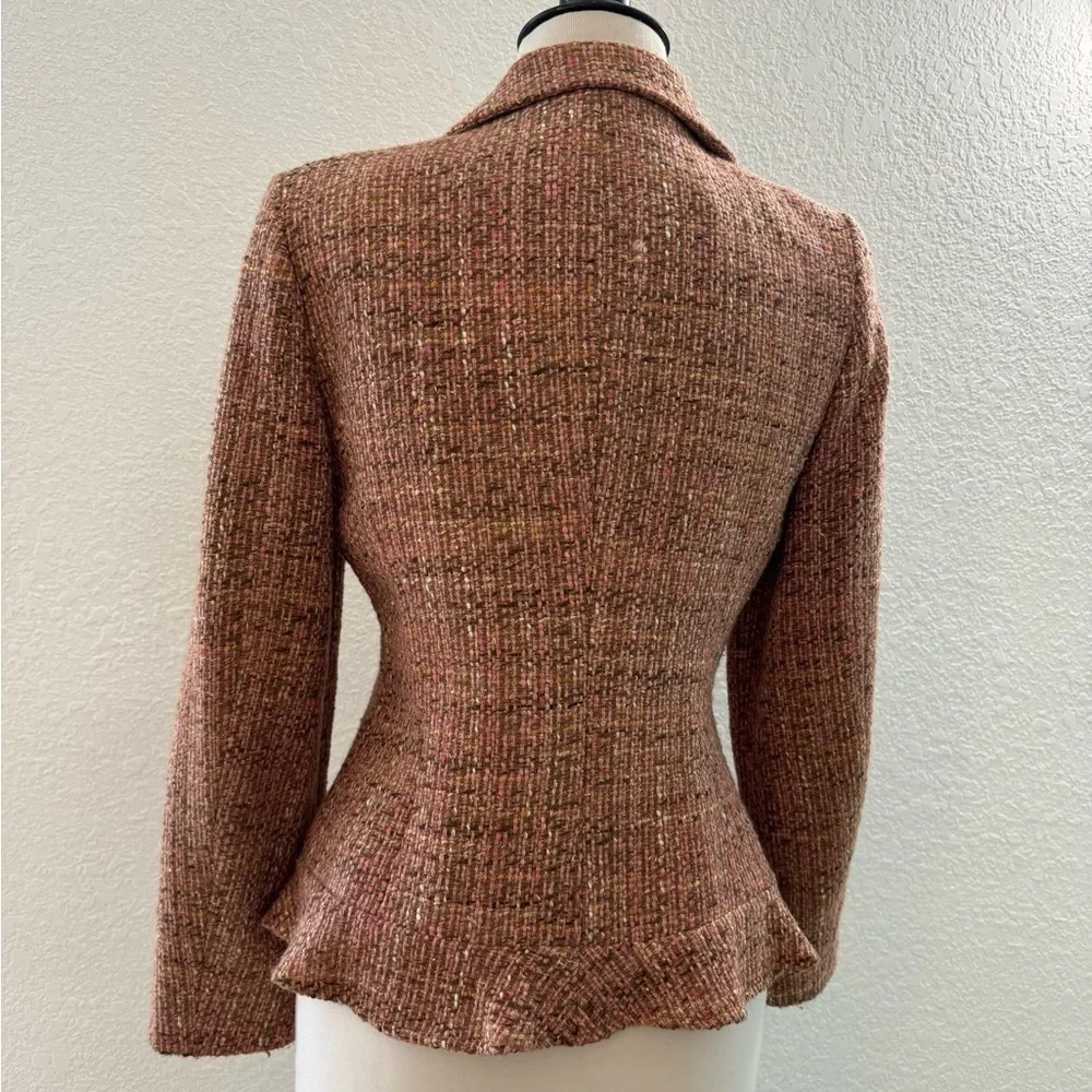 Neiman Marcus VTG 90's Multicolored Tweed Flare Ruffle‎ Blazer Women's Sz. 6